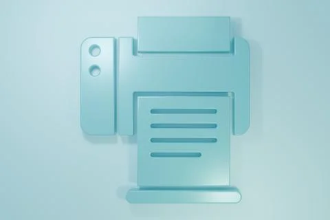 Blue Printer icon isolated on blue background. Minimalism concept. 3D rende.. Stock Illustration