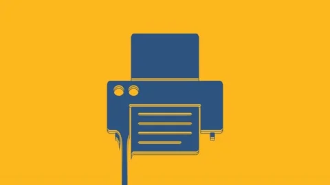 Blue Printer icon isolated on orange background. 4K Video motion graphic Stock Footage 234268938