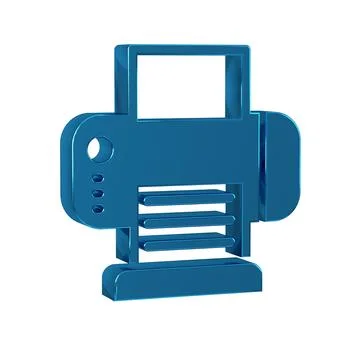 Blue Printer icon isolated on transparent background. イラスト素材