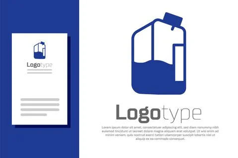 Blue Printer ink bottle icon isolated on white background. Logo design template Stock Illustration