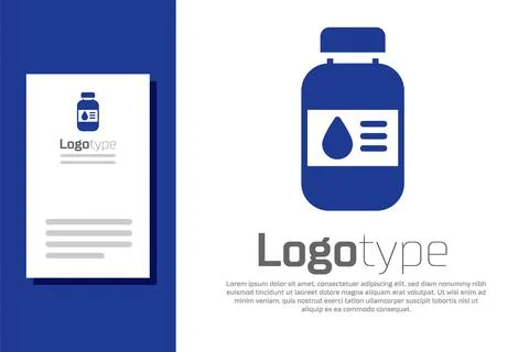 Blue Printer ink bottle icon isolated on white background. Logo design template Stockillustratie