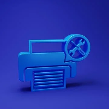 Blue Printer with screwdriver and wrench icon isolated on blue background. .. イラスト素材