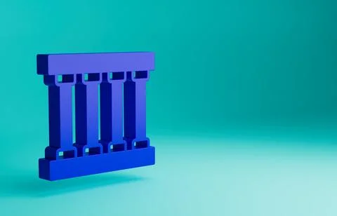 Blue Prison window icon isolated on blue background. Minimalism concept. 3D Illustrazione stock