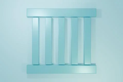 Blue Prison window icon isolated on blue background. Minimalism concept. 3D.. Stock Illustration