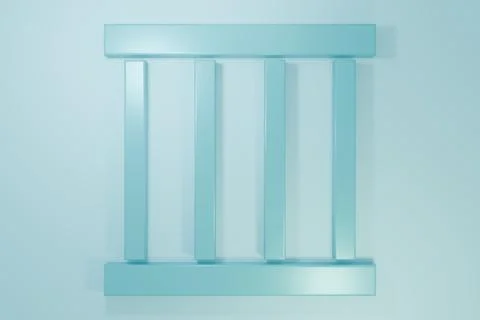 Blue Prison window icon isolated on blue background. Minimalism concept. 3D.. Stock Illustration