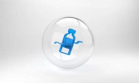 Blue The problem of pollution of the ocean icon isolated on grey background.  Stock Illustration