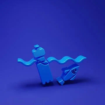 Blue The problem of pollution of the ocean icon isolated on blue background.. Stock Illustration