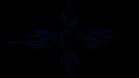 Blue Processor Circuit Animation  Futuristic Technology Background Loop Stock Footage 318211955