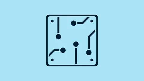 Blue Processor icon isolated on blue background. CPU, central processing unit Stock Footage 231446167