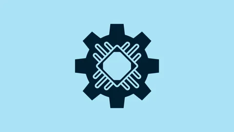 Blue Processor icon isolated on blue background. CPU, central processing unit Stock Footage 231446665
