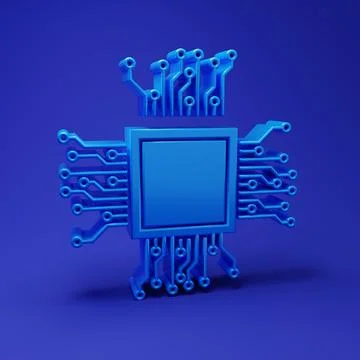 Blue Processor icon isolated on blue background. CPU, central processing un.. 스톡 일러스트
