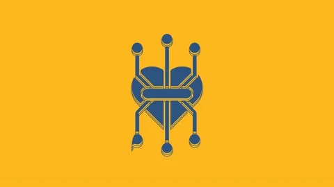 Blue Processor icon isolated on orange background. CPU, central processing unit Stock Footage 234294283