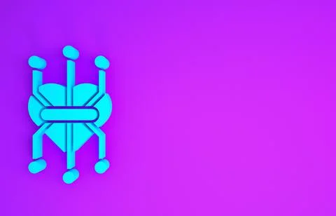 Blue Processor icon isolated on purple background. CPU, central processing un Stockillustratie