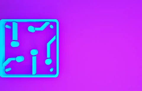 Blue Processor icon isolated on purple background. CPU, central processing un Illustrazione stock