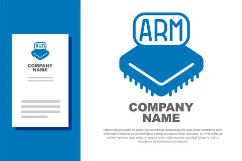Blue Processor icon isolated on white background. CPU, central processing unit Stock Illustration