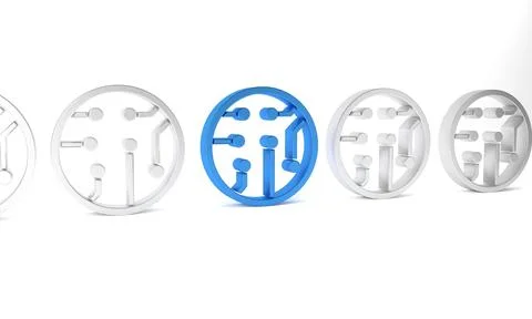 Blue Processor icon isolated on white background. CPU, central processing u.. 스톡 일러스트