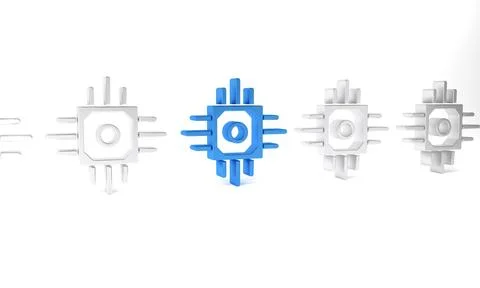 Blue Processor icon isolated on white background. CPU, central processing u.. Illustrazione stock