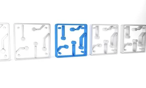 Blue Processor icon isolated on white background. CPU, central processing u.. Stockillustratie