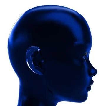 Blue profile view on human head in calm blue emotions illustration Stock Illustration