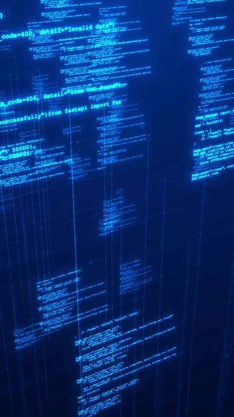 Blue Programming Code Digital Technology Interface Video stock 341350708