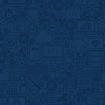 Blue Programming Line Tile Pattern Illustrazione stock