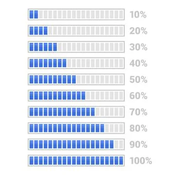 Blue Progress Bar Set on White Background. Vector Stock Illustration