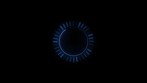 Blue progress loader animation circular tick marks, empty black space, simple wa Stock Footage 340569730