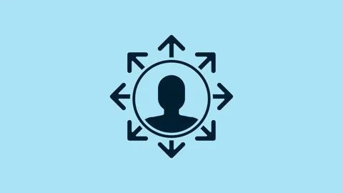 Blue Project team base icon isolated on blue background. Business analysis and Stock Footage 231430972