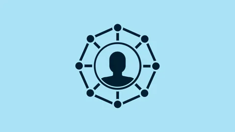 Blue Project team base icon isolated on blue background. Business analysis and Stock Footage 231446412
