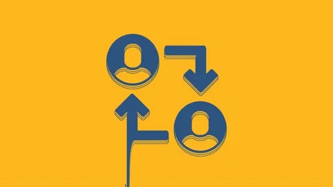 Blue Project team base icon isolated on orange background. Business analysis and Stock Footage 234017483