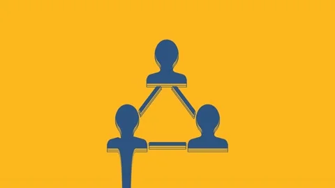 Blue Project team base icon isolated on orange background. Business analysis and Stock Footage 234267681
