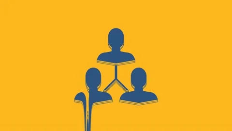 Blue Project team base icon isolated on orange background. Business analysis and Stock Footage 234279756
