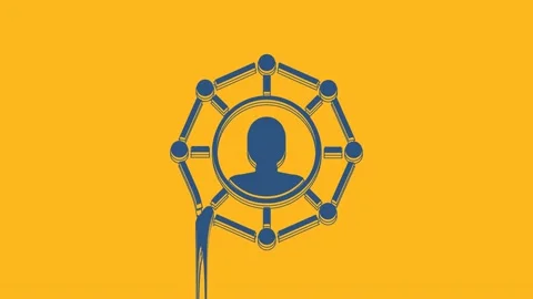 Blue Project team base icon isolated on orange background. Business analysis and Stock Footage 234294412
