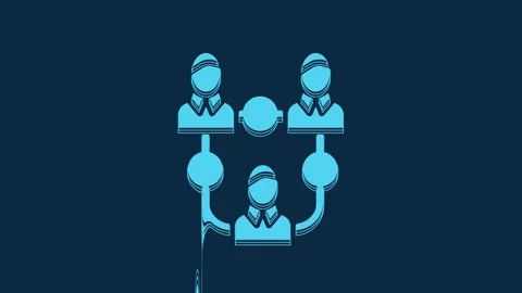 Blue Project team base icon isolated on blue background. Business analysis and Stock Footage 235782820