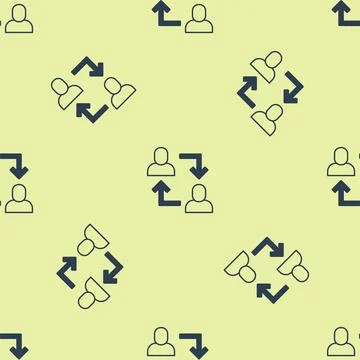 Blue Project team base icon isolated seamless pattern on yellow background Stock Illustration