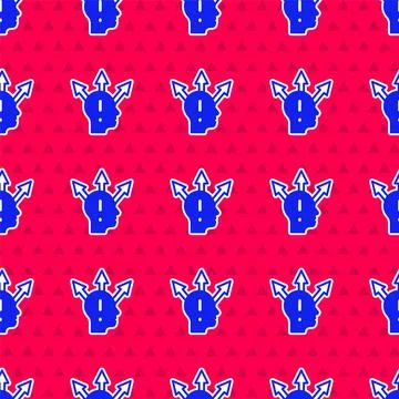 Blue Project team base icon isolated seamless pattern on red background Illustrazione stock