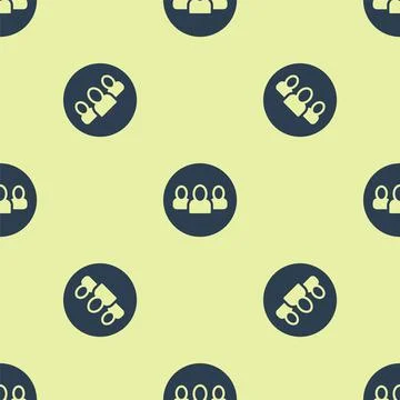 Blue Project team base icon isolated seamless pattern on yellow background Stockillustratie