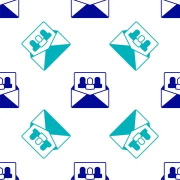 Blue Project team base icon isolated seamless pattern on white background Illustrazione stock