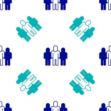 Blue Project team base icon isolated seamless pattern on white background 스톡 일러스트