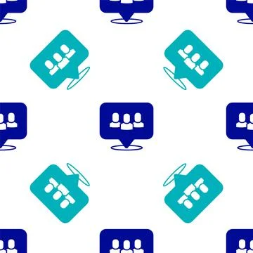 Blue Project team base icon isolated seamless pattern on white background Illustrazione stock