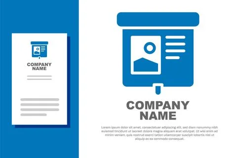 Blue Projection screen icon isolated on white background. Business presentation Stock Illustration