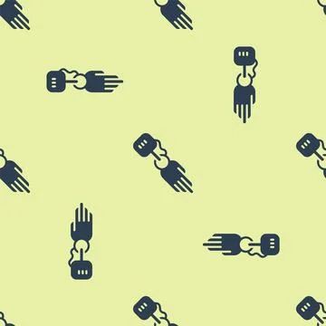 Blue Prosthesis hand icon isolated seamless pattern on yellow background Stock Illustration