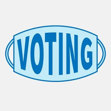 Blue protective face mask with VOTING lettering Stock Illustration