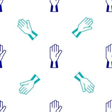 Blue Protective gloves icon isolated seamless pattern on white background. .. 스톡 일러스트