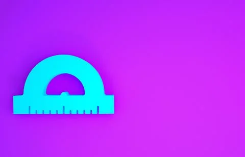 Blue Protractor grid for measuring degrees icon isolated on purple background Stock Illustration