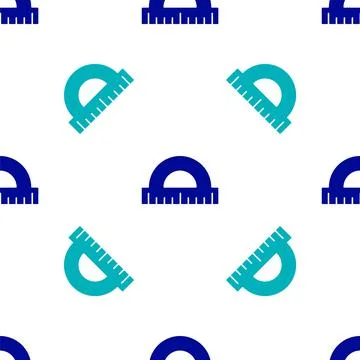 Blue Protractor grid for measuring degrees icon isolated seamless pattern on Illustrazione stock