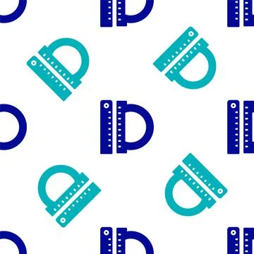 Blue Protractor grid for measuring degrees icon isolated seamless pattern on 스톡 일러스트