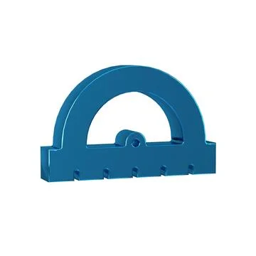 Blue Protractor grid for measuring degrees icon isolated on transparent bac.. Stock Illustration
