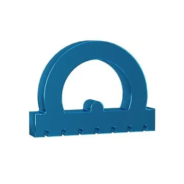 Blue Protractor grid for measuring degrees icon isolated on transparent bac.. Stock Illustration