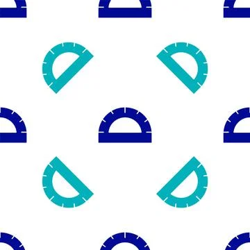 Blue Protractor grid for measuring degrees icon isolated seamless pattern on  Illustrazione stock